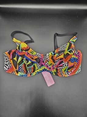 Antigel La Maasai Bikini Top 36F Multicolor Underwire Swim Top NWT Ethnographic